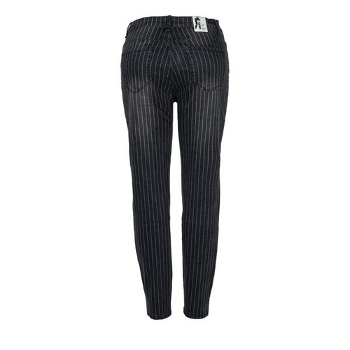 Чорні джинсові штани в білі смужки - Штани