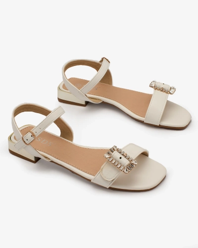 OUTLET Royalfashion Білі жіночі босоніжки з декором Mesirri