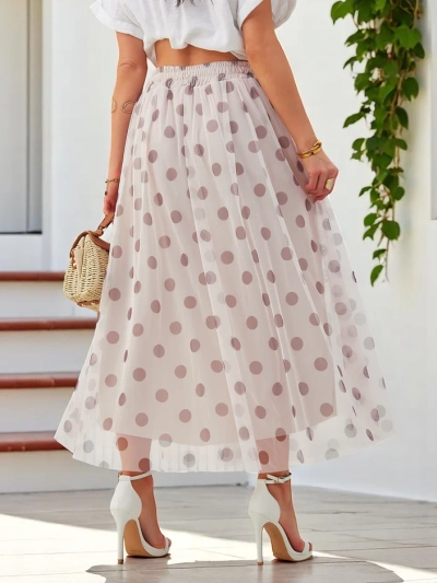 Royalfashion Damen Midikleid aus Viskose mit Tüll-Punkten
