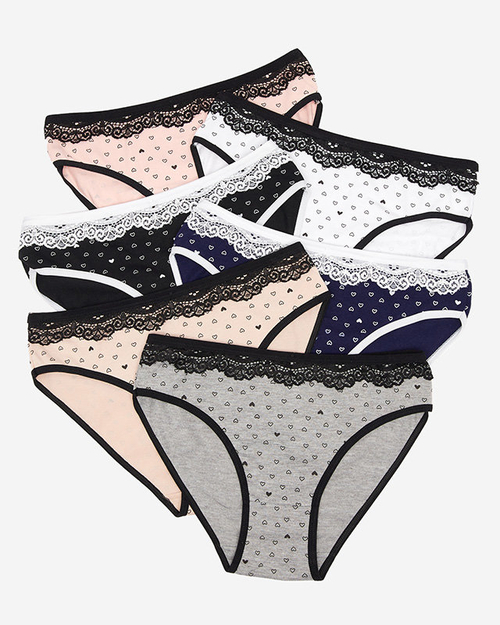 Набір бавовняних жіночих трусиків з візерунком в сердечка 6 шт.