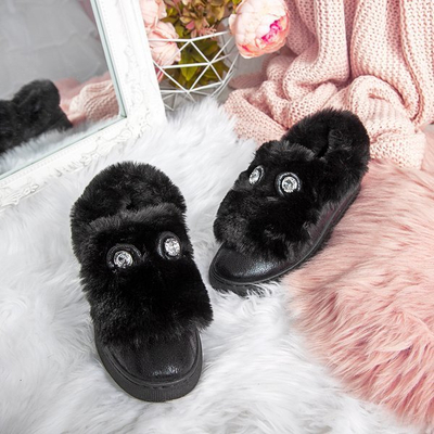 Schwarzer Slip mit Pelz Manifik - Footwear