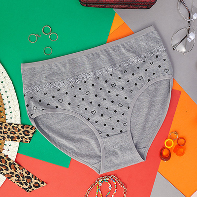 Сірі бавовняні жіночі трусики з сердечками - Нижня білизна
