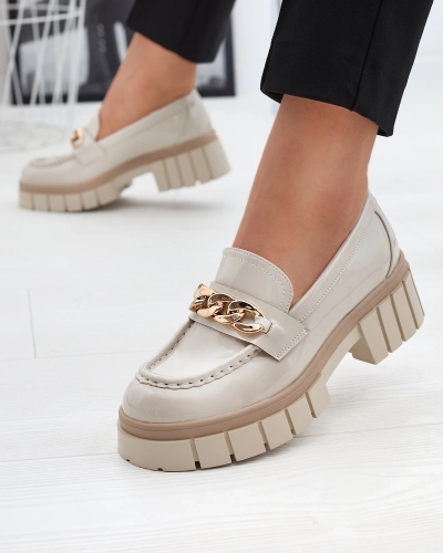 Lackierte Damen Mokassins in Beige Aquan- Footwear