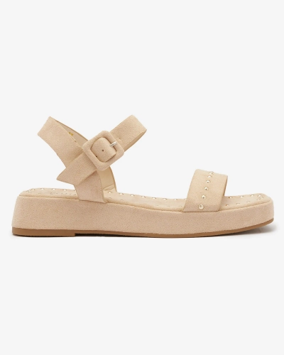Beige Damensandalen mit Strass Franssia - Schuhe