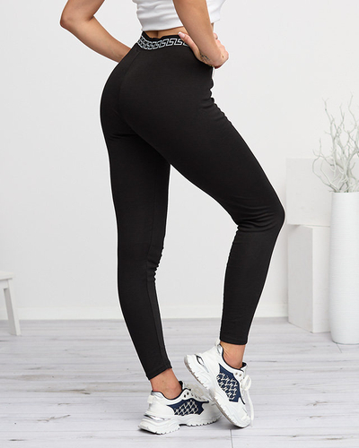Schwarze klassische Damen-Leggings aus Baumwolle - Kleidung