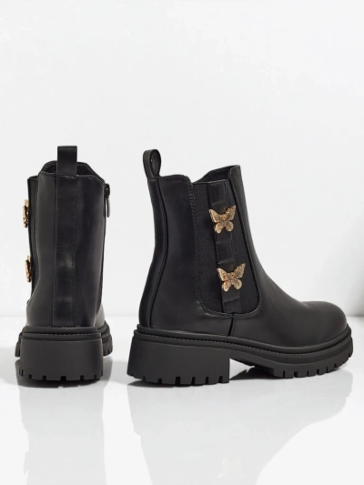 Öko-Leder Damenstiefeletten mit Schmetterlingen Bravelle