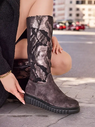 Royalfashion Damen Knielange Stiefel Molis