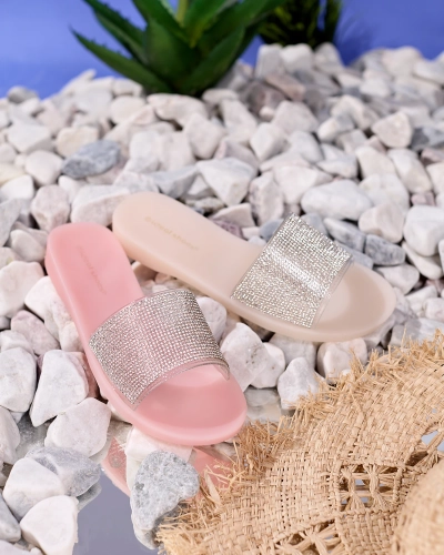 Rosa Damen-Gummihausschuhe mit Zirkonia Niamh - Schuhe