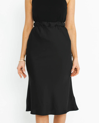 Schwarzer Damen-Midirock aus Satin - Kleidung