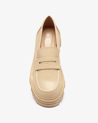 Beige Mokassins für Damen mit fester Sohle Desika - Footwear