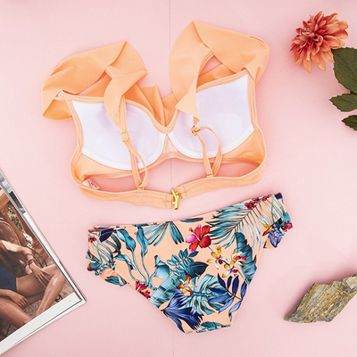 Orange Floral Badeanzug - Unterwäsche