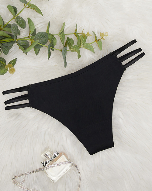 Жіночі мереживні стрінги в чорну смужку. РОЗМІР PLUS - білизна