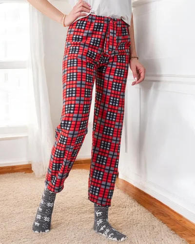Royalfashion Baumwolle Weihnachts Frauen Pyjama Karierte Hose