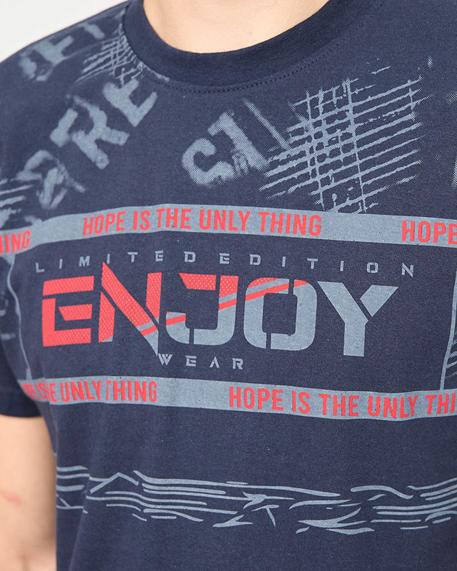 Marineblaues Herren-T-Shirt mit der Aufschrift ENJOY- Clothes