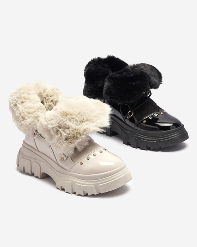Schwarze Damen-Schneestiefel zum Schnüren Fentes- Footwear