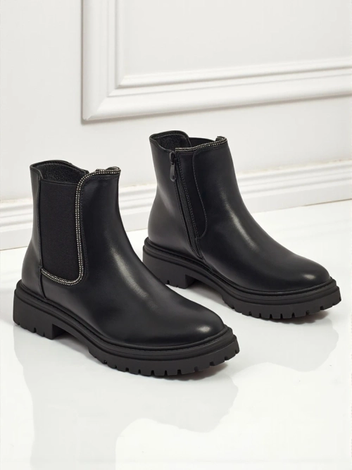 Ботильйони зі штучної шкіри з цирконами Novira