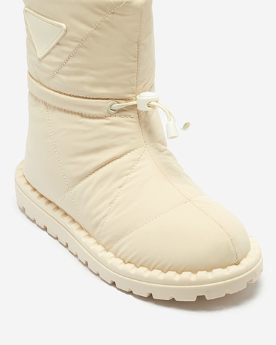 Cremefarbene, gesteppte Damen-Schneestiefel mit flacher Sohle Ferri - Footwear