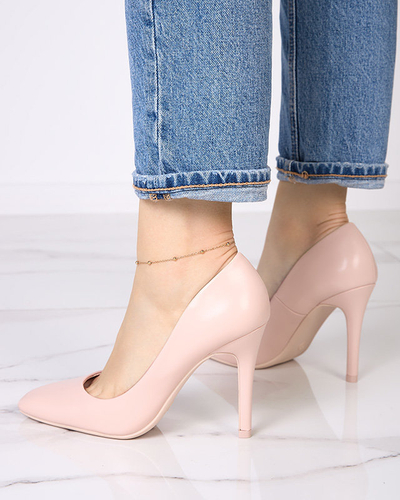 Beige Damenpumps mit karreeförmiger Spitze Vaseka - Footwear