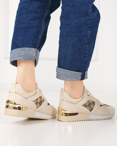OUTLET Damen-Sportschuhe in Beige mit Engla-Aufdruck - Schuhe