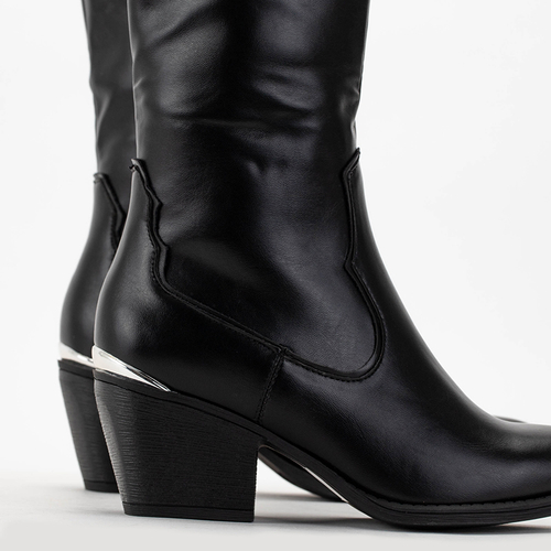 Чорні жіночі ботильйони в ковбойському стилі Rin