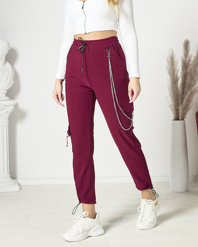 Kastanienbraune Damen-Kampfhose mit Ketten- Kleidung
