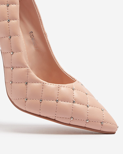 Gesteppte Stöckelschuhe für Damen mit spitzer Spitze in nude Mawelo-Schuhe