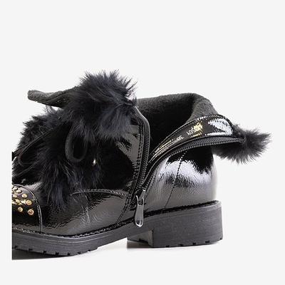 Schwarze Stiefel mit Fell Flaminia - Schuhe