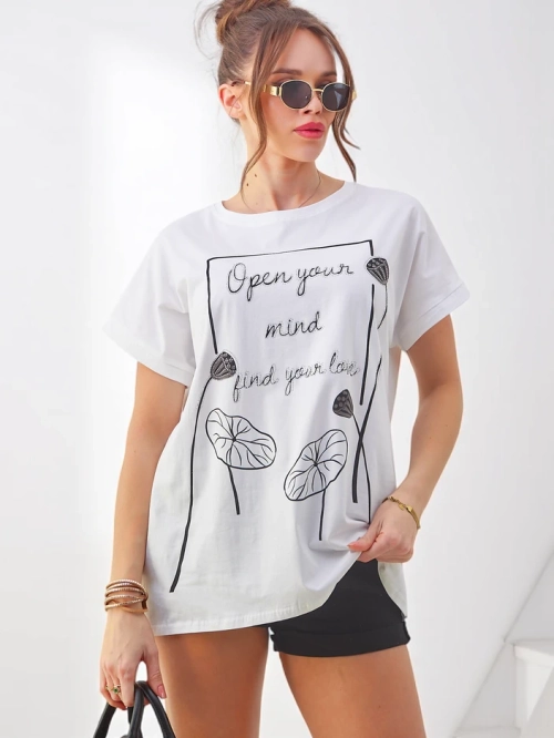 Royalfashion Жіноча бавовняна футболка з цікавим принтом