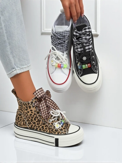 Damen Leonora Leo braune Plateau-Sneakers – italienischer Stil, Stoff