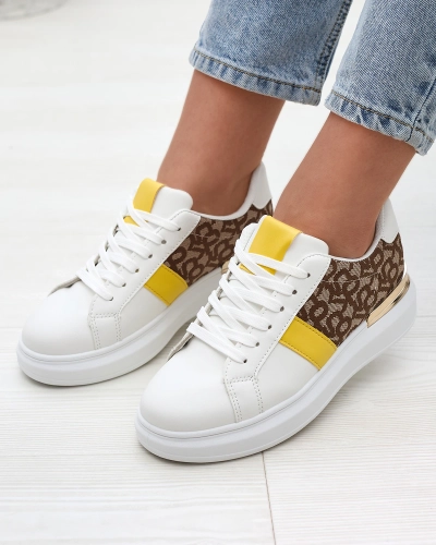 Royalfashion Weiße und braune Damen Sportschuhe Mlysio