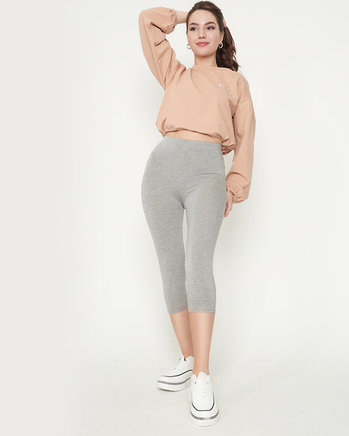 Graue 3/4-Leggings für Damen - Kleidung