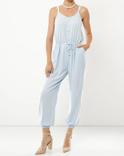 Blauer Baumwoll-Overall für Damen mit Knöpfen - Kleidung