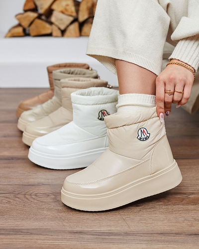 Royalfashion Damen Schlupf-Schneestiefel in Cremefarbe Ademra