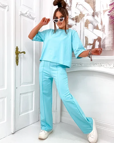 Royalfashion Damen Baumwollset mit weit geschnittenen Hosen