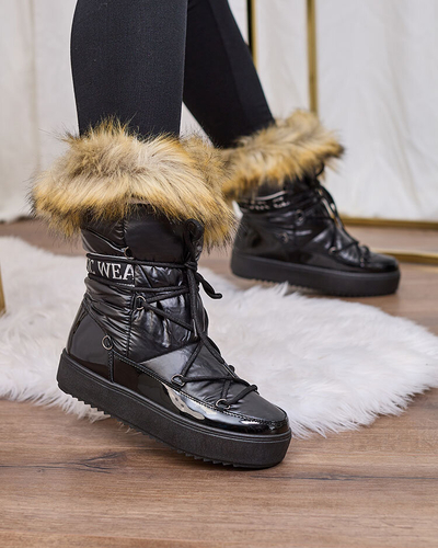 Royalfashion Чорні черевики-сліпони a'la снігоступи для жінок Gomllo