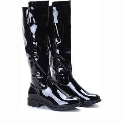 Czarne kozaki lakierowane Wild Thoughts - Obuwie