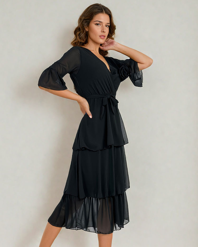 Royalfashion Damen Midikleid mit Rüschen