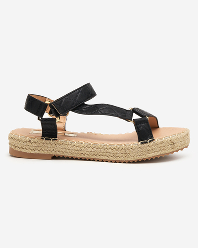 Schwarze flache Damensandalen Jutilla - Footwear