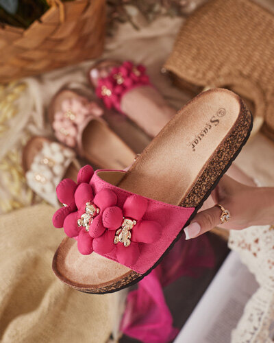 Royalfashion Damen Flip-Flops mit goldenen Teddybären und Blumen Isaralle