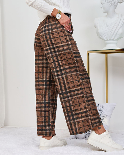 Royalfashion Camel Weite karierte Damenhose