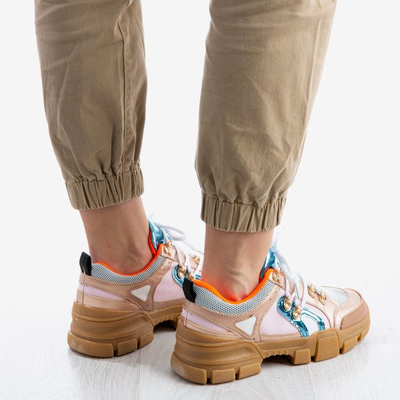 Pink Chunky Sneaker für Damen mit bunten Olyssotia-Einsätzen - Schuhe