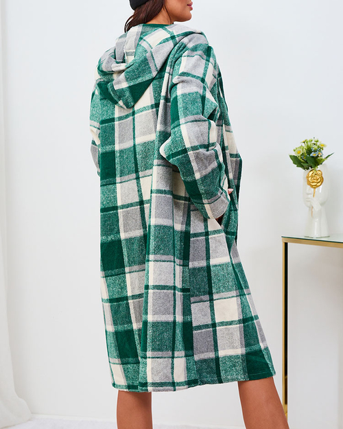 Жіноче зелене пальто в клітинку Royalfashion