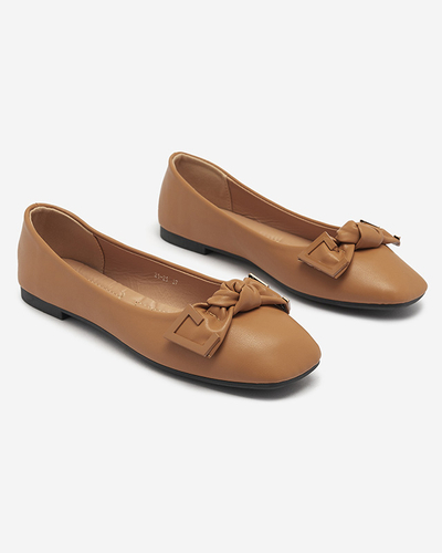 Damen-Ballerinas in Camel mit Verzierung auf der Nase Caxien- Footwear