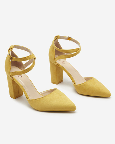 OUTLET Senffarbene Damen-Pumps auf einem Pfosten Amagy- Footwear