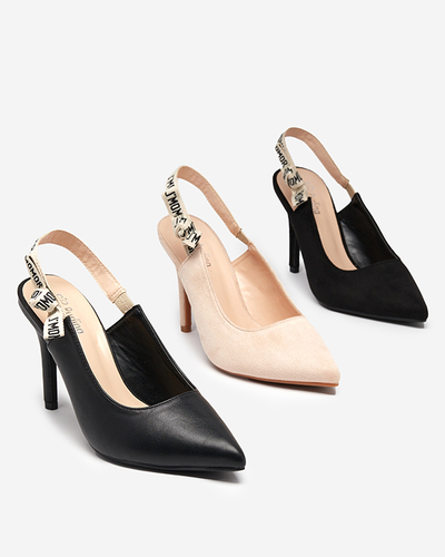 OUTLET Eco - schwarze Damenpumps aus Veloursleder auf Stilettoabsatz mit Schleife Ristra - Schuhe