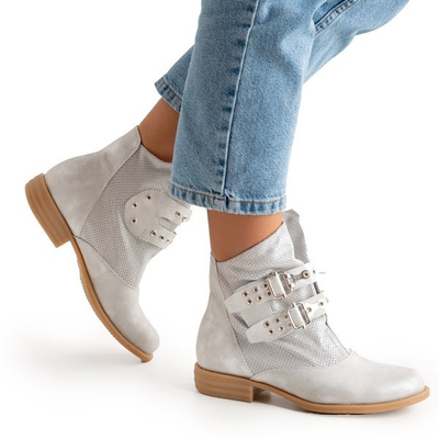 Срібні ботильйони Farmin із застібкою на липучках - Взуття