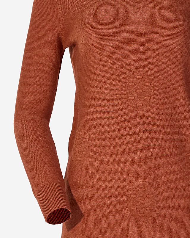 Braunes Pulloverkleid mit Rollkragen für Damen - Kleidung