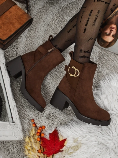 Damen Stiefeletten Solenya aus Wildlederimitat mit Blockabsatz