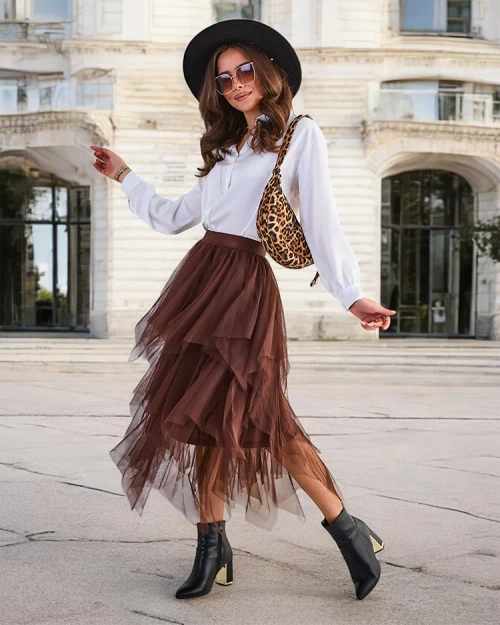 Жіноча двошарова міді-спідниця Royalfashion