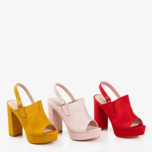 OUTLET Світло-рожеві босоніжки з еко-замші на високому стовпі Tripsi-Shoes